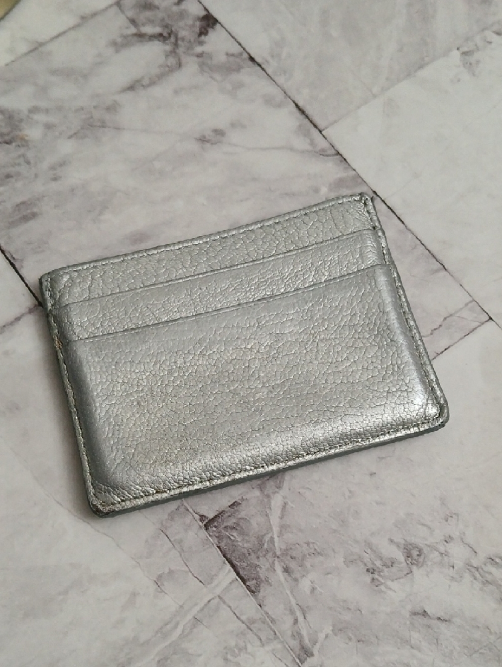 Balenciaga Authentic Metallic Silver Leather Card Case - Picture 3 of 9